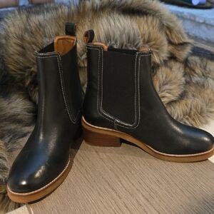 Joie Black Ankle Boots with Brown Sole
